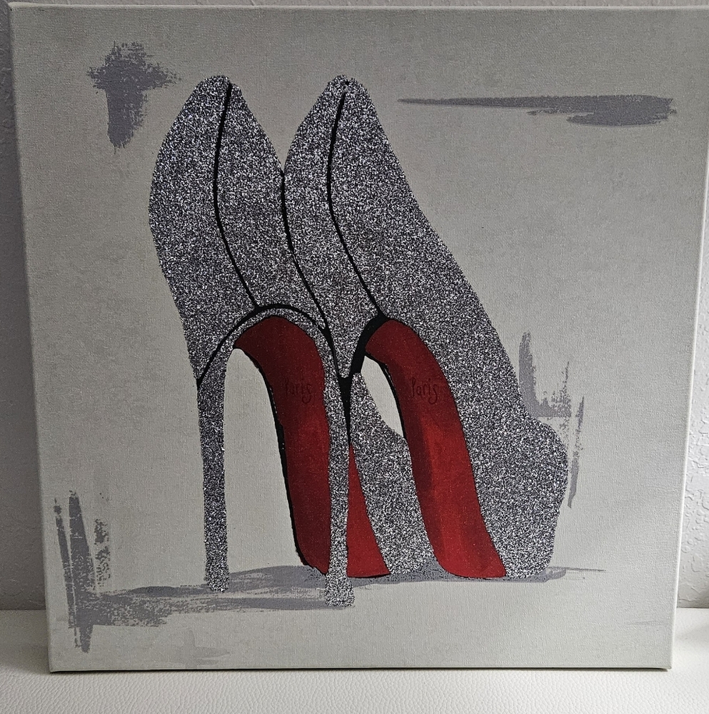 Stylish Glitter High Heel Canvas Art